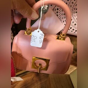 Nwt Pink Handbag with Gold Accents designer inspired